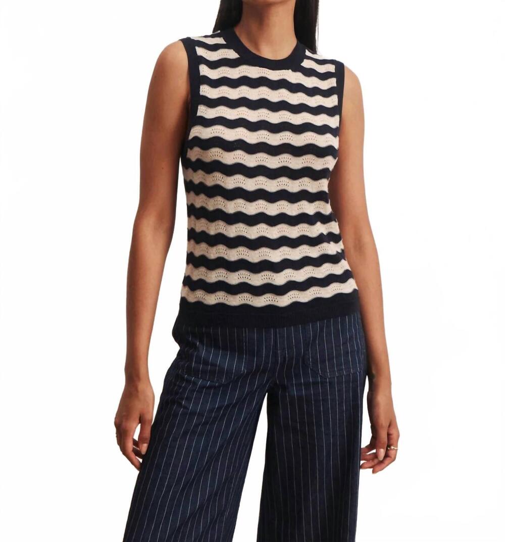 NEW SANCTUARY everyday chevron knit shell sweater top in black white